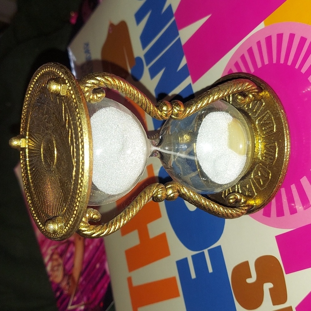 Up your game night or add to your home alter. Large antique brass salt timer